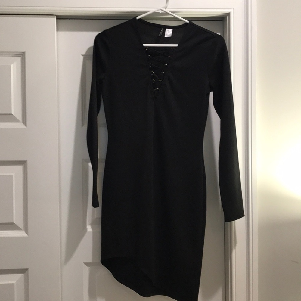 Black Long Sleeve Mini Dress